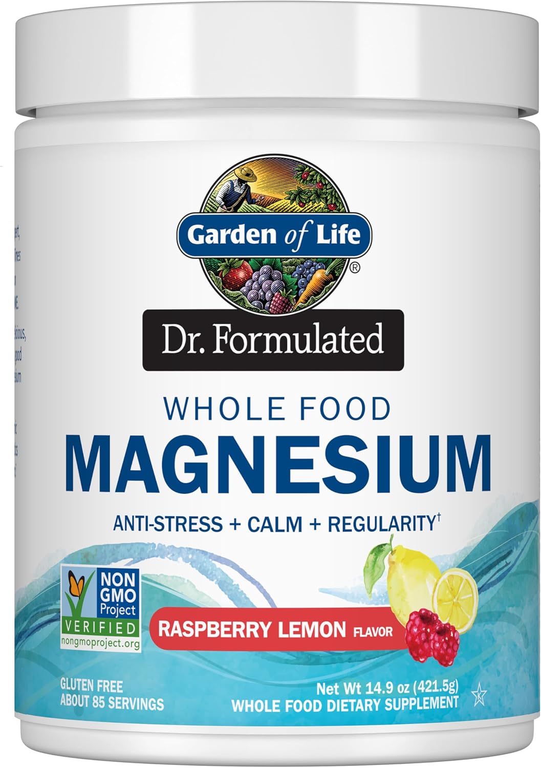Garden of Life Dr. Formulated Magnesium Powder, Raspberry Lemon, 85 Doses