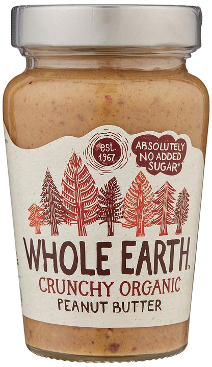 Whole Earth Crunchy Organic Peanut Butter, 340 g Jar, Original Nut Spread Made with All Natural Ingredients, No Added Sugar, Gluten Free, Vegetarian & Vegan Friendly