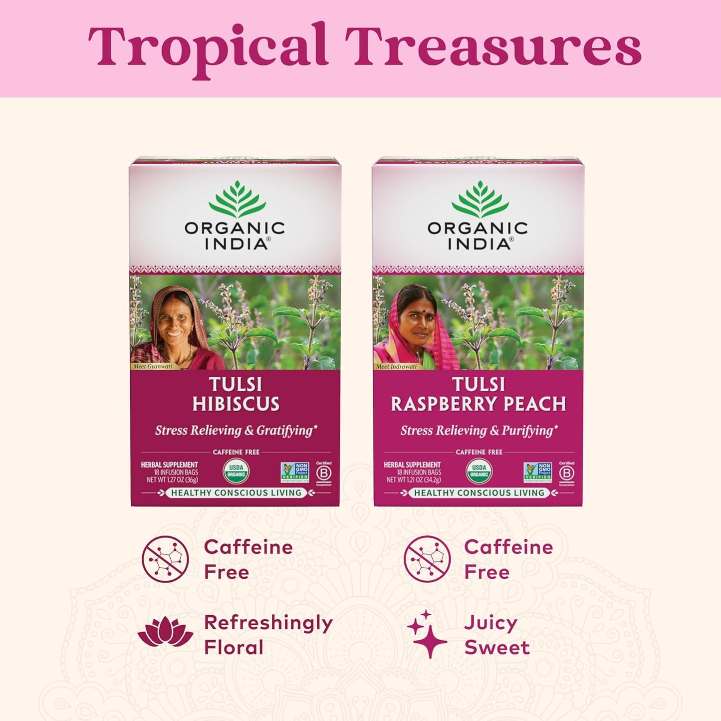 ORGANIC INDIA Tulsi Moringa Tea Bags - Holy Basil, Lemongrass, Moringa Leaves, Stress Relieving & Nourishing, Immune Support Tea, Vegan, Certified Organic, Caffeine-Free - 18 Infusion Bags, 6 Pack