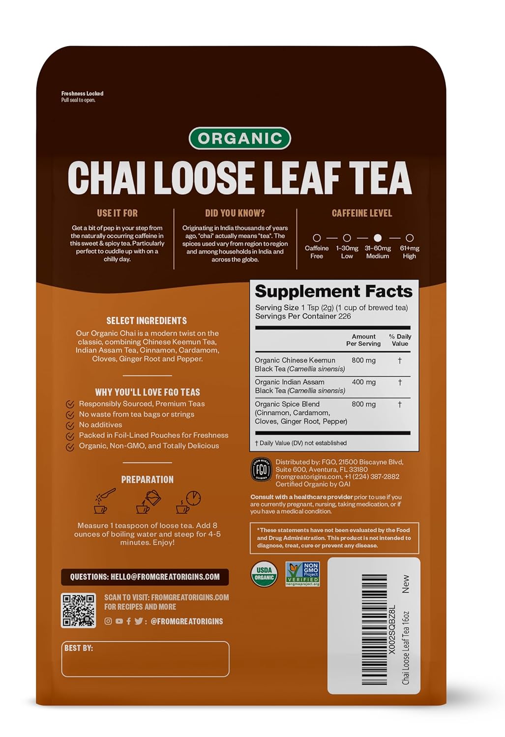 FGO Organic White Tea, Eco-Conscious Tea Bags, Packaging May Vary, 100 Count (Pack of 1)