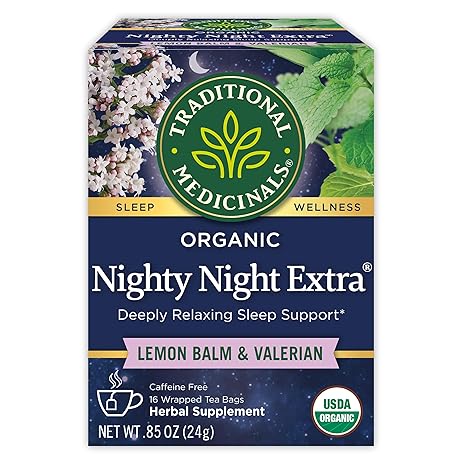 Traditional Medicinals Tea, Organic Nighty Night Extra, Promotes a Good Night's Sleep, 16 Tea Bags