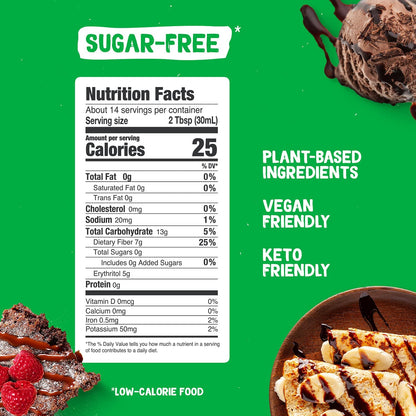 Pyure Organic Caramel Flavored Syrup, Zero Sugar, 1 Net Carb, Gluten-Free, Plant-Based for Vegan Keto Friendly Food, 14 Oz