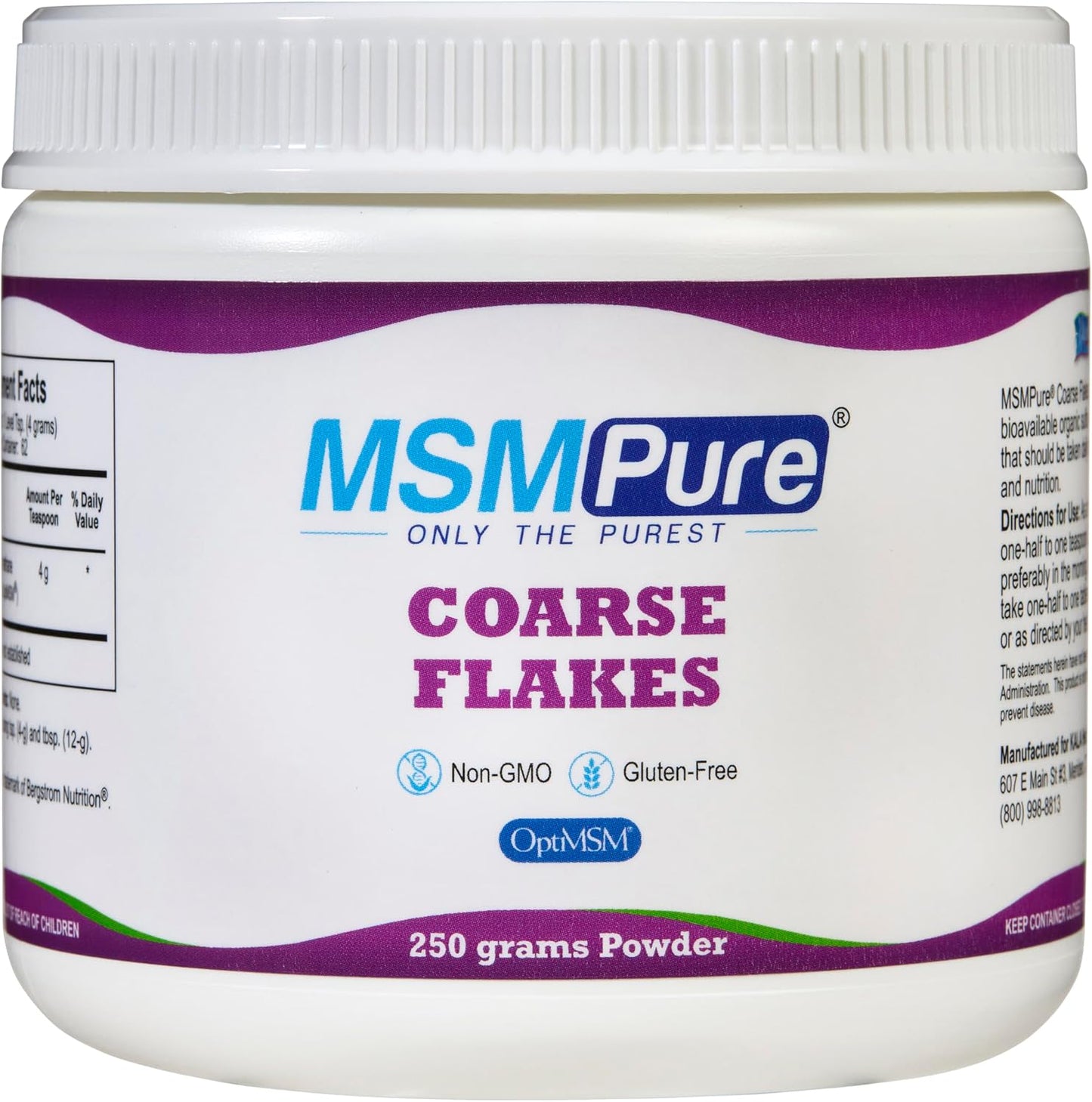 KALA HEALTH MSMPure Lemon Lime Flavored Coarse MSM Powder Flakes – Organic Sulfur for Joint Flexibility, Skin Appearance, and Hair & Nail Support – 8.8 oz, USA Made, Distilled Crystals