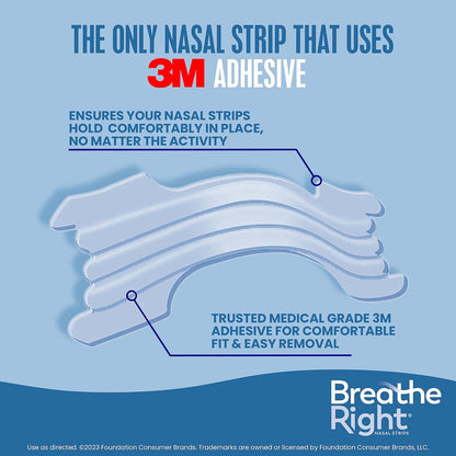 Breathe Right Nasal Strips, Extra Strength Clear Nose Strips, Drug Free Nasal Congestion Relief for Better Breathing, Help Relieve Snoring, Caused by Colds & Allergies, Deviated Septum, 44ct