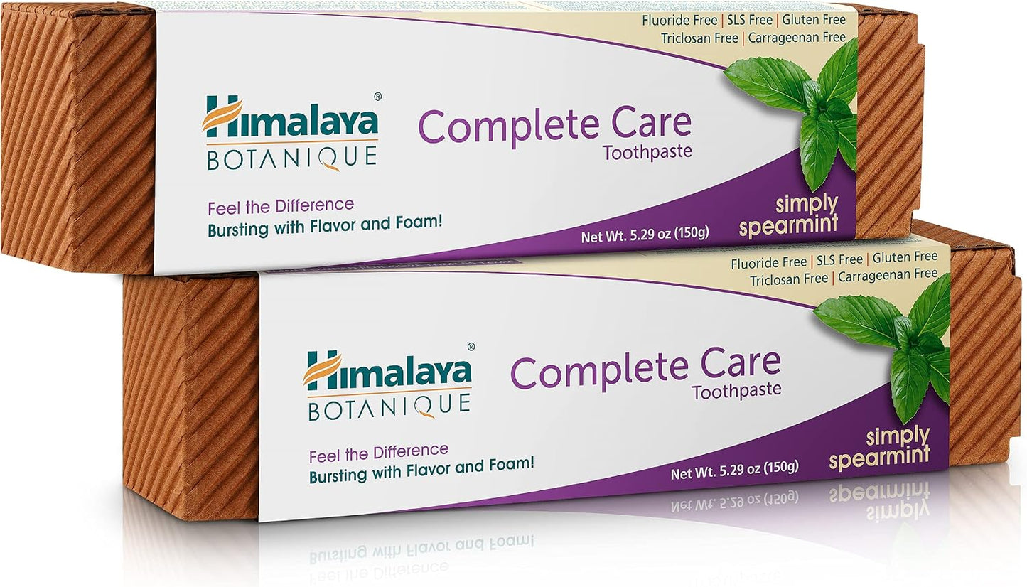 Himalaya Botanique Complete Care Toothpaste, Spearmint Flavor, Fights Plaque, Freshens Breath, Fluoride Free, No Artificial Flavors, SLS Free, Cruelty Free, Foaming, 5.29 Oz, 1 Pack