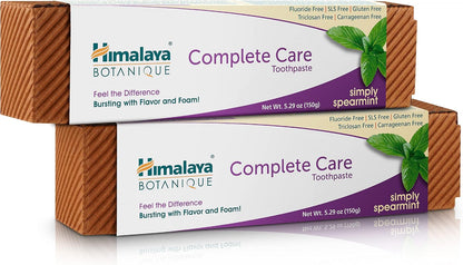 Himalaya Botanique Complete Care Toothpaste, Spearmint Flavor, Fights Plaque, Freshens Breath, Fluoride Free, No Artificial Flavors, SLS Free, Cruelty Free, Foaming, 5.29 Oz, 1 Pack