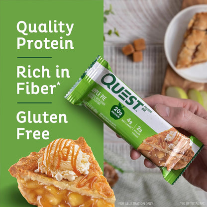 Quest Nutrition Apple Pie Protein Bar, 20g Protein, 4g Net Carbs, 2g Sugar, Gluten Free, Keto Friendly, 12 Count