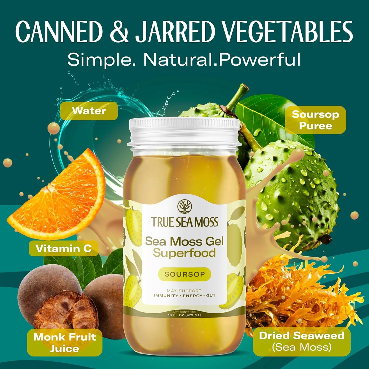 TrueSeaMoss Sea Moss Gel – Made in USA – Wildcrafted Seamoss, Fresh Fruits & Sea Vegetables – Cherry, Pack of 1 (Labels May Vary)