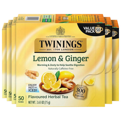 Twinings Mango & Pineapple Herbal Tea Individually Wrapped Bags, 20 Count (Pack of 6), Naturally Caffeine-Free, Enjoy Hot or Iced, 120 Teabags