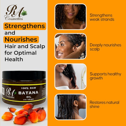 RA COSMETICS 100% Natural Unrefined Batana Hair Oil for Growth, Repair & Strength | 8 oz Nourishing Moisturizer for Damaged Hair from Honduras