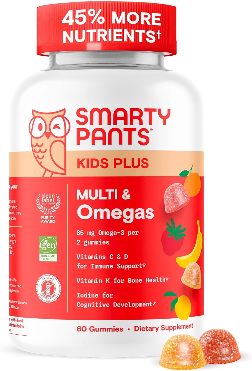 SmartyPants Kids Multivitamin Gummies: Omega 3 Fish Oil (EPA/DHA), Vitamin D3, C, Vitamin B12, B6, A, K & Zinc for Immune Support, Biotin, Gluten Free, Three Fruit Flavors, 120 Count (30 Day Supply)