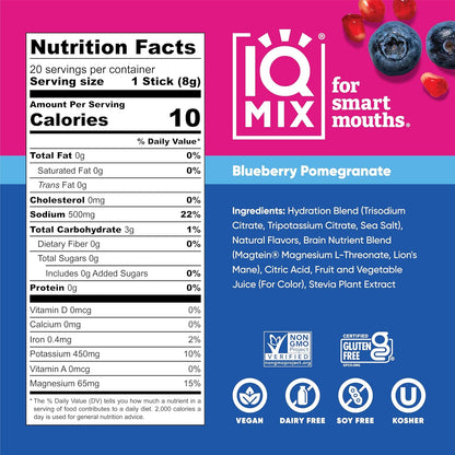 IQMIX Sugar Free Electrolytes Powder Packets - Hydration Supplement Drink Mix with Keto Electrolytes, Lions Mane, Magnesium L-Threonate, and Potassium Citrate - Variety Pack (40 Count)