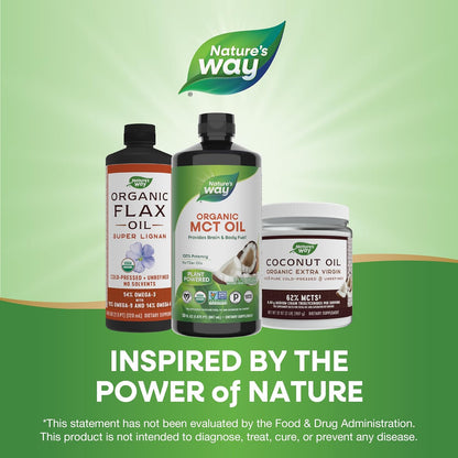 Nature's Way Organic MCT Oil, 16 Fl Oz, Brain and Body Fuel from Coconuts*, C8 Caprylic Acid and C10 Capric Acid, Keto and Paleo Certified, Organic, Non-GMO Project Verified
