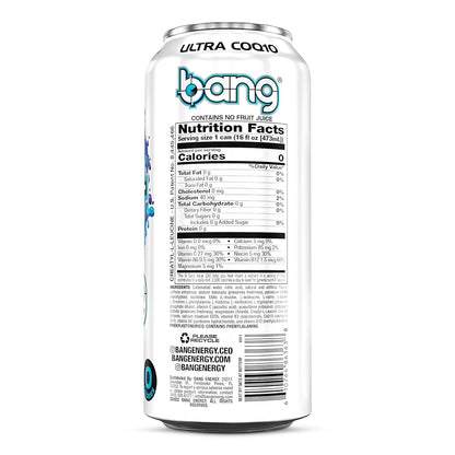 Bang Energy Nectarine Blueberry, Sugar-Free Energy Drink , 16-Ounce.