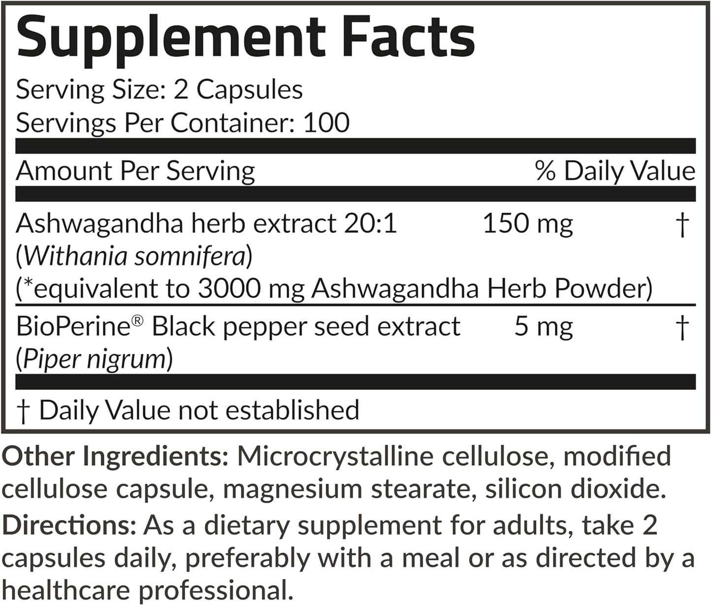 Futurebiotics Ashwagandha Extra Strength Stress & Mood Support with BioPerine - Non GMO Formula, 100 Vegetarian Capsules