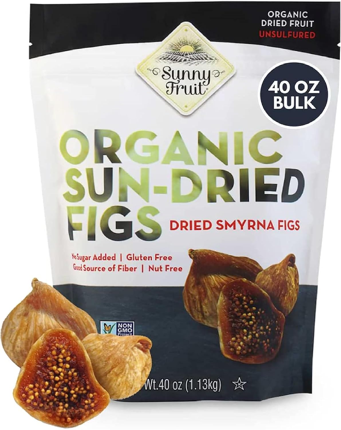 topline Sunny Fruit Organic Sun-Dried Figs - Sugar Free & Gluten Free Vegan High in Fibre Healthy Snacks great for Breakfast Cereals, School Lunch Box with Card.