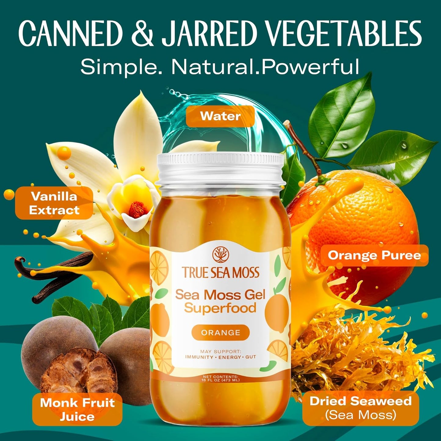 TrueSeaMoss Sea Moss Gel – Made in USA – Wildcrafted Seamoss, Fresh Fruits & Sea Vegetables – Cherry, Pack of 1 (Labels May Vary)