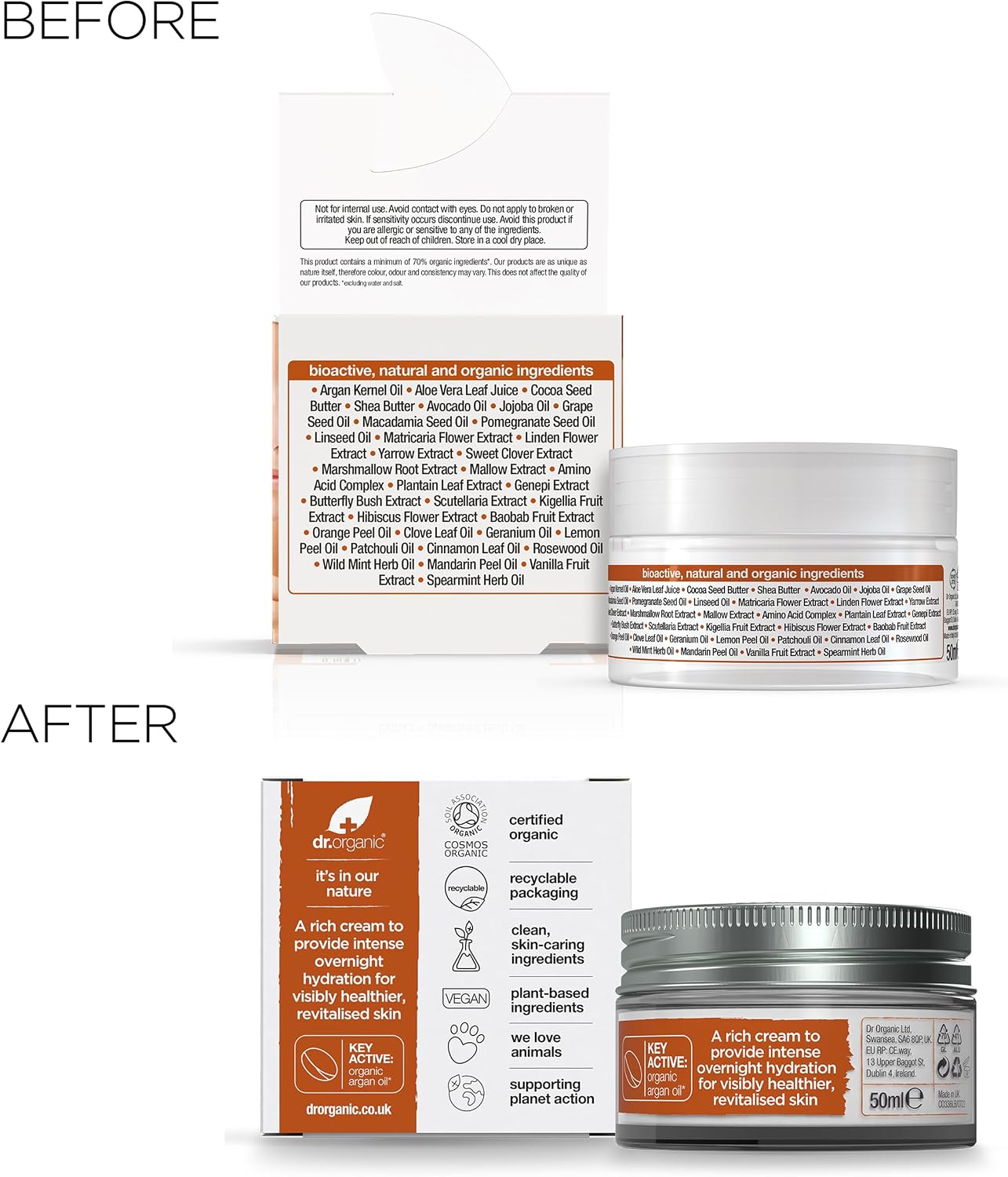 Dr Organic Moroccan Argan Oil Night Cream, Moisturising, Natural, Vegan, Cruelty Free, Paraben & SLS Free, Plastic Free, Recycled & Recyclable, Certified Organic, 50 ml