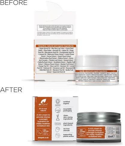 Dr Organic Moroccan Argan Oil Night Cream, Moisturising, Natural, Vegan, Cruelty Free, Paraben & SLS Free, Plastic Free, Recycled & Recyclable, Certified Organic, 50 ml