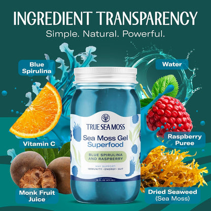 TrueSeaMoss Sea Moss Gel – Made in USA – Wildcrafted Seamoss, Fresh Fruits & Sea Vegetables – Apple/Cinnamon, Pack of 1 (Labels may Vary)