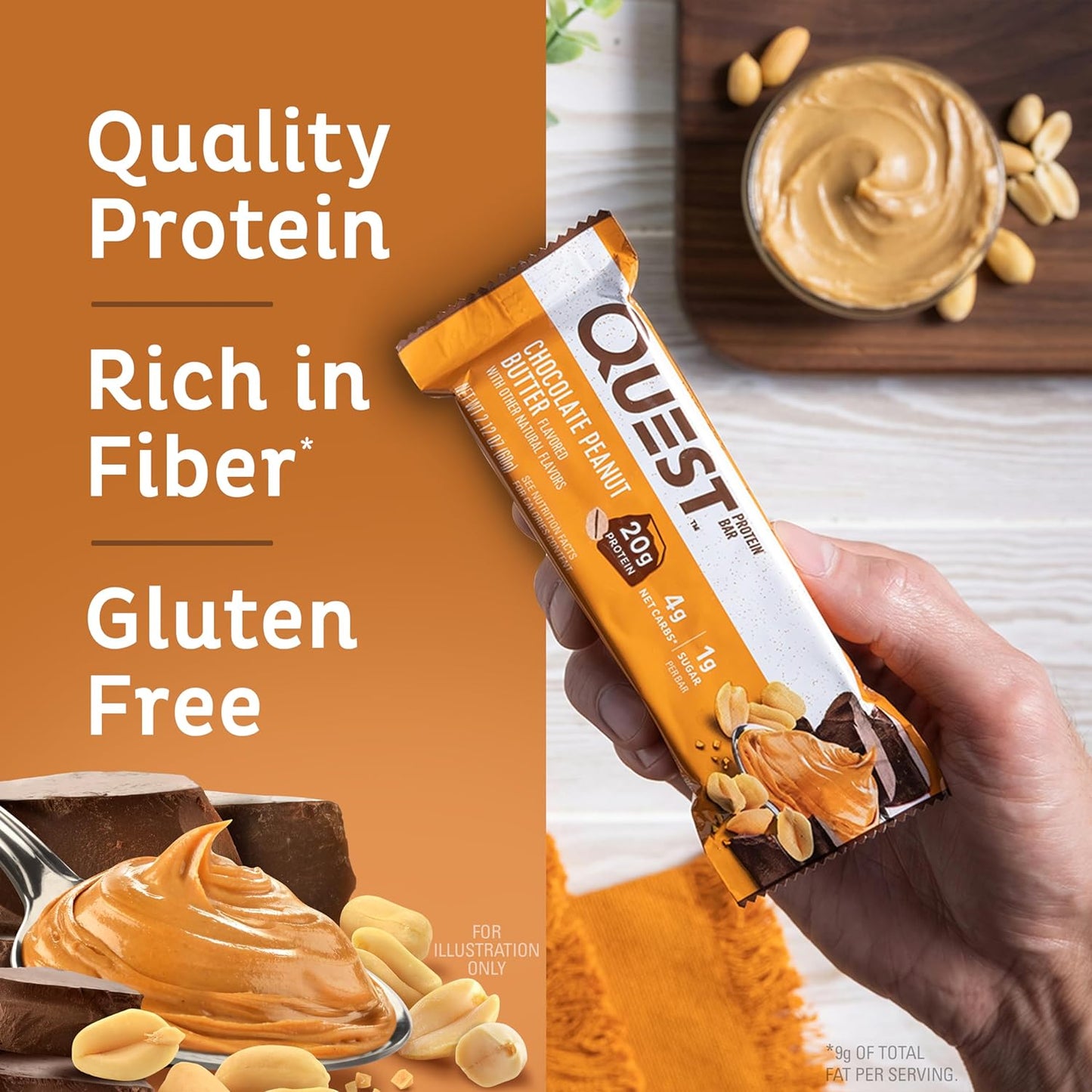 Quest Nutrition Apple Pie Protein Bar, 20g Protein, 4g Net Carbs, 2g Sugar, Gluten Free, Keto Friendly, 12 Count