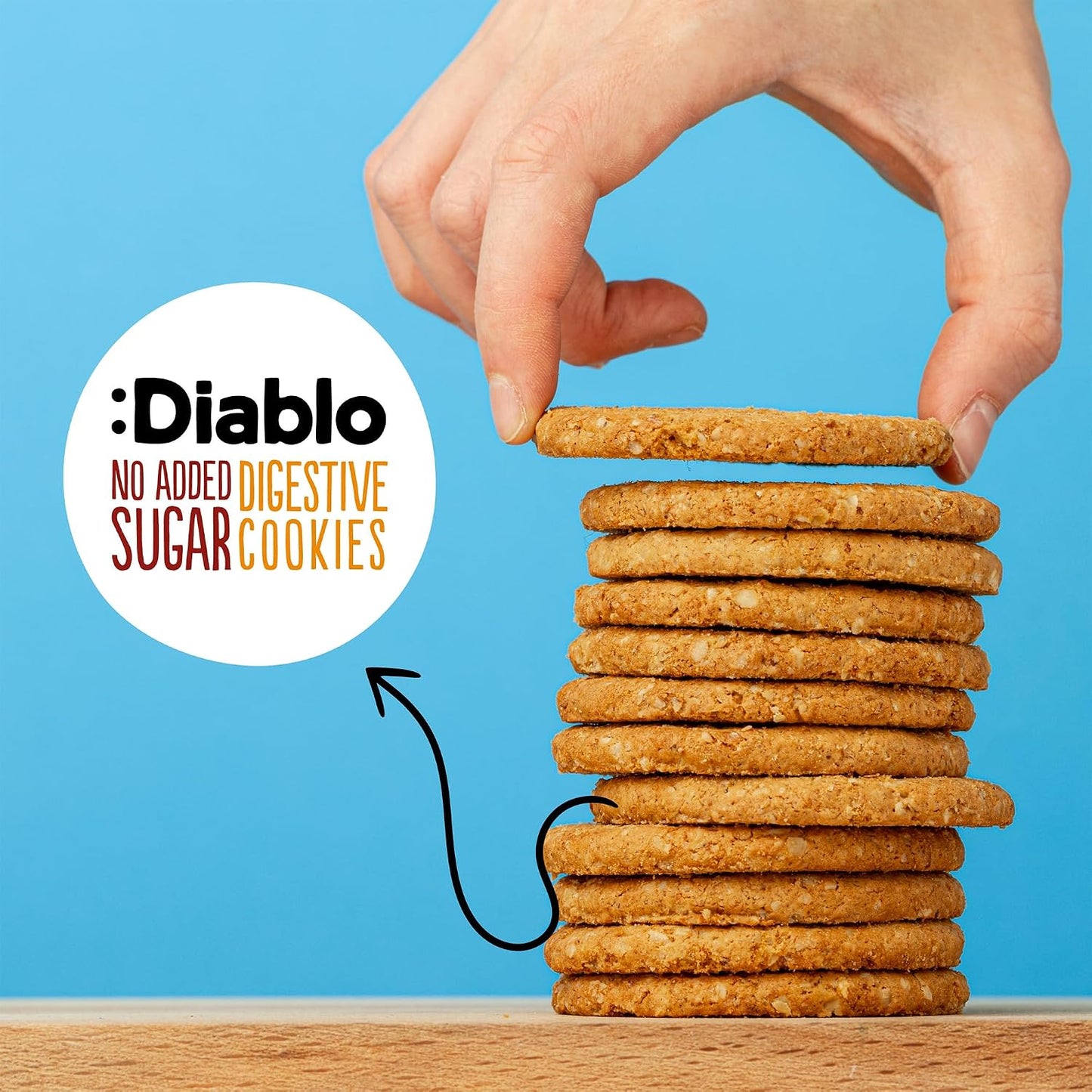 Diablo No Added Sugar Digestive Cookies – Low Sugar Snacks, Cookies Biscuits for All, Sweetened with Maltitol, Ideal for Gifting, Festive Hampers, Holiday Events & Special Occasions – 150g Pack of 1