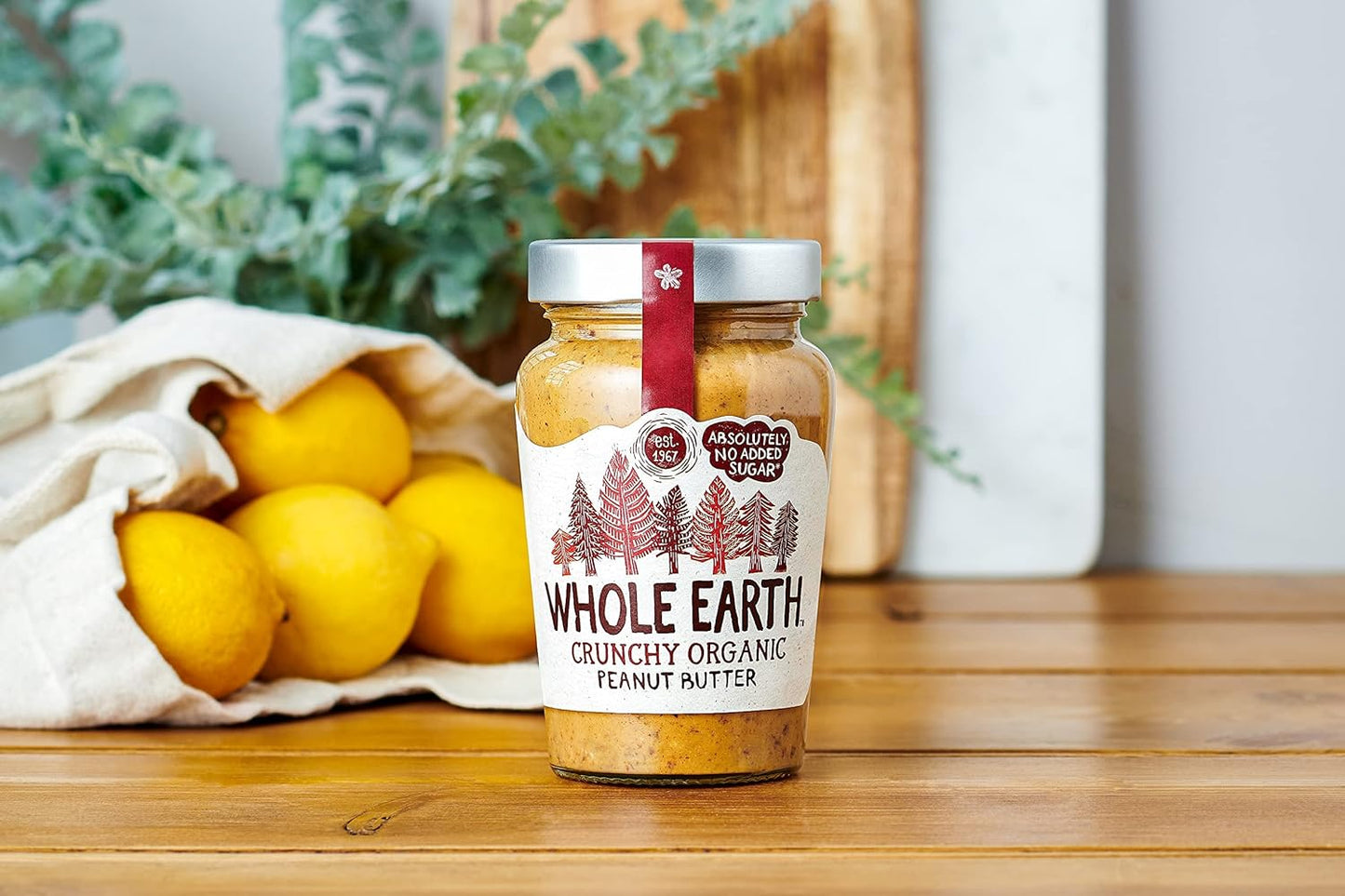 Whole Earth Crunchy Organic Peanut Butter, 340 g Jar, Original Nut Spread Made with All Natural Ingredients, No Added Sugar, Gluten Free, Vegetarian & Vegan Friendly