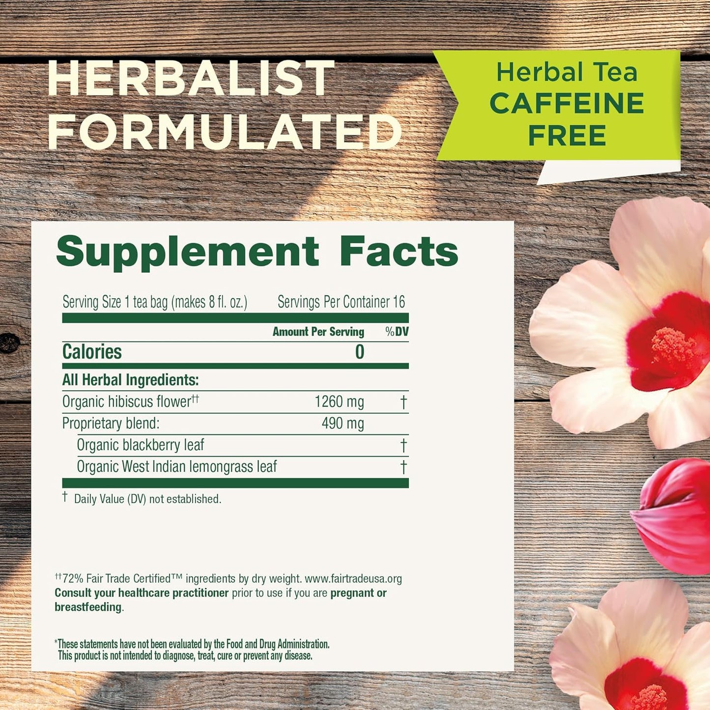 Traditional Medicinals Tea, Organic Hibiscus, Supports Your Cardiovascular System, 16 Tea Bags