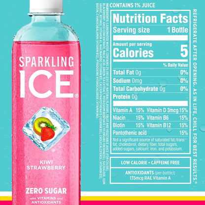 Sparkling Ice STARBURST Red Variety Pack, Zero Sugar Flavored Sparkling Water, Vitamins & Antioxidants, 17 fl oz, 12 count (Kiwi Strawberry, Black Cherry, Starburst Fruit Punch, Starburst Watermelon)