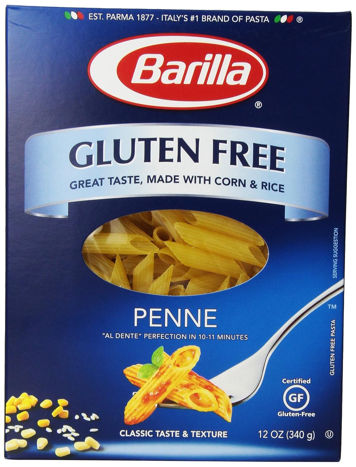 BARILLA Gluten Free Penne Pasta, 12 Ounce - Non-GMO Gluten Free Pasta Made with 2 Ingredients