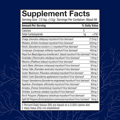 Host Defense MyCommunity Powder - 17 Species Blend Mushroom Supplement for Immune Support - Extract with Lion's Mane, Reishi, Chaga, Cordyceps, Turkey Tail & More - 100g (66 Servings)*
