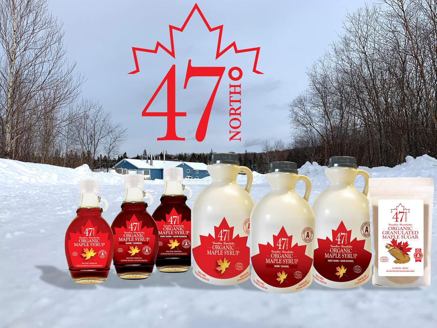 47° North Canadian Organic Maple Syrup Very Dark, 250g, Single Source, Grade A, Gluten Free, Vegan, Organic Maple Syrup, Strong Flavour for Pancakes & More