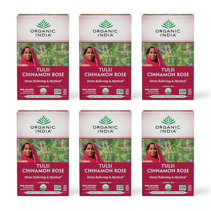ORGANIC INDIA Tulsi Moringa Tea Bags - Holy Basil, Lemongrass, Moringa Leaves, Stress Relieving & Nourishing, Immune Support Tea, Vegan, Certified Organic, Caffeine-Free - 18 Infusion Bags, 6 Pack