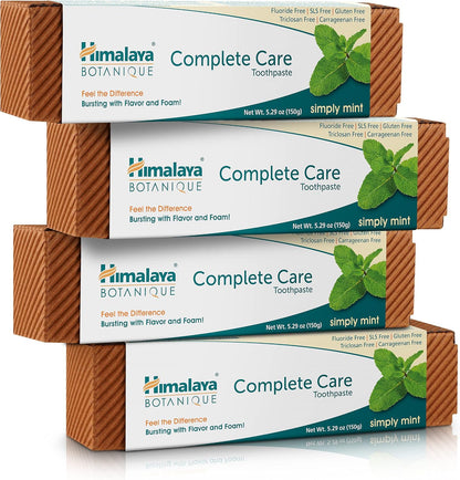 Himalaya Botanique Complete Care Toothpaste, Spearmint Flavor, Fights Plaque, Freshens Breath, Fluoride Free, No Artificial Flavors, SLS Free, Cruelty Free, Foaming, 5.29 Oz, 1 Pack