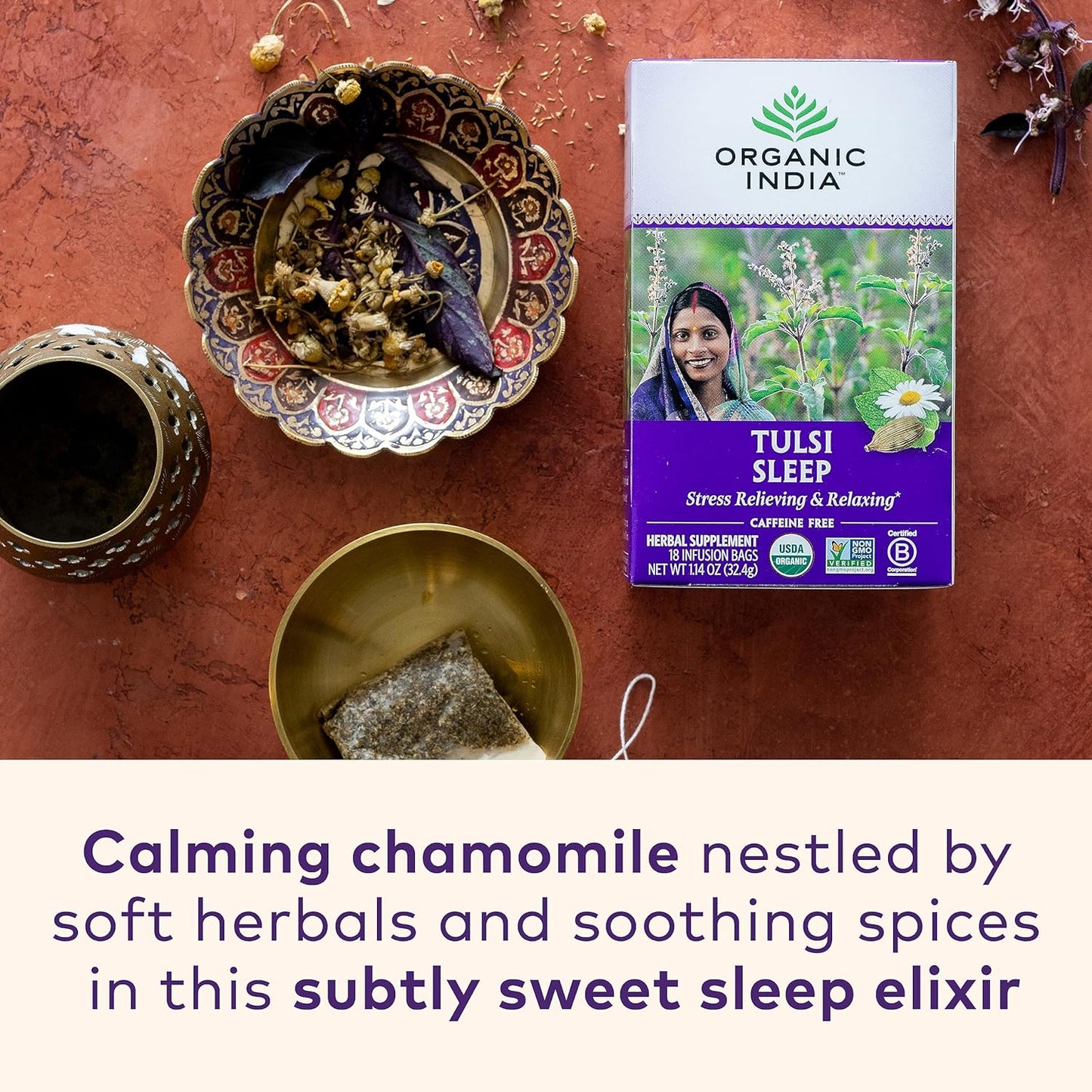 ORGANIC INDIA Tulsi Moringa Tea Bags - Holy Basil, Lemongrass, Moringa Leaves, Stress Relieving & Nourishing, Immune Support Tea, Vegan, Certified Organic, Caffeine-Free - 18 Infusion Bags, 6 Pack