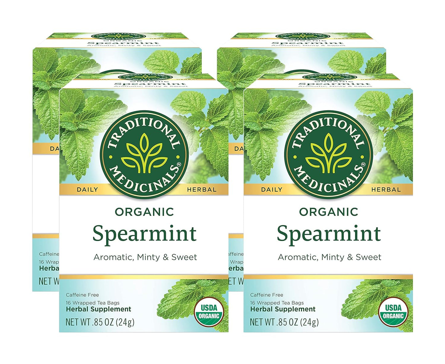 Traditional Medicinals Organic Spearmint Herbal Tea, Healthy & Refreshing, (Pack of 1) - 16 Tea Bags