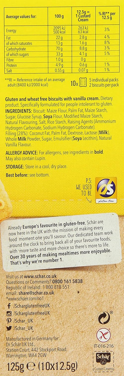 Schär Gluten Free Custard Creams, 125 g