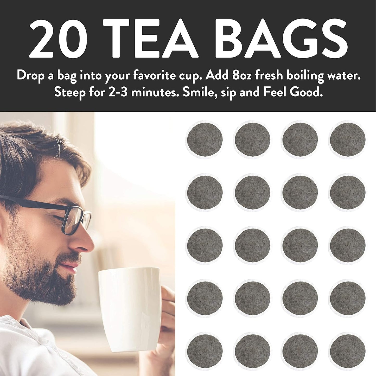 FGO Organic Nettle Leaf Tea, 100 Count, Eco-Conscious Tea Bags, Caffeine Free, Resealable Bag, Packaging May Vary (Pack of 1)