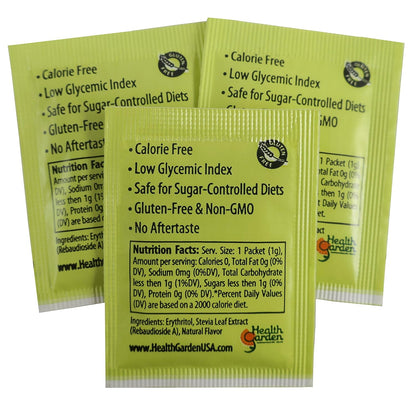 Health Garden Stevia Sweetener Powder - All Natural - Kosher - Gluten and Sugar Free - Keto Friendly (100 Packets)