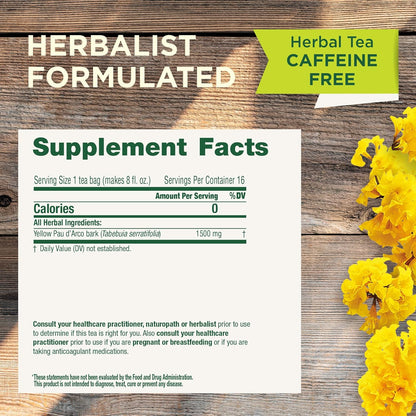 Traditional Medicinals Tea, Yellow Pau d'Arco, Everyday Wellness, 16 Tea Bags