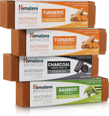 Himalaya Botanique Turmeric Whitening Antiplaque Toothpaste, Mint, 2 Pack