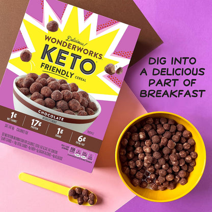 Chocolate Wonderworks Keto Friendly Breakfast Cereal, Keto Friendly Snack, 1g sugar, 10.2 oz