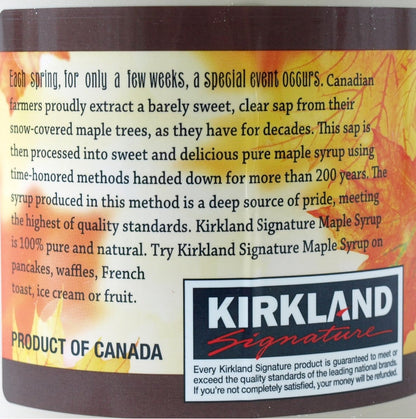 Kirkland Signature Canadian Maple Syrup - 1L - Grade A Amber