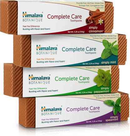 Himalaya Botanique Complete Care Toothpaste, Spearmint Flavor, Fights Plaque, Freshens Breath, Fluoride Free, No Artificial Flavors, SLS Free, Cruelty Free, Foaming, 5.29 Oz, 1 Pack