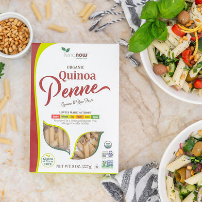 NOW Foods, Organic Quinoa Penne, Gluten-Free, Corn-Free, Non-GMO, Quinoa and Rice Pasta, 8-Ounce