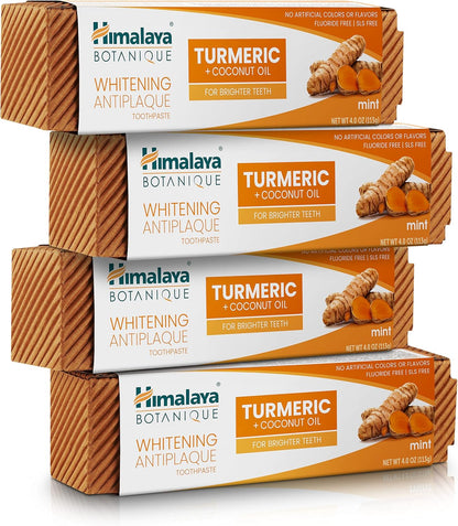 Himalaya Botanique Turmeric Whitening Antiplaque Toothpaste, Mint, 2 Pack
