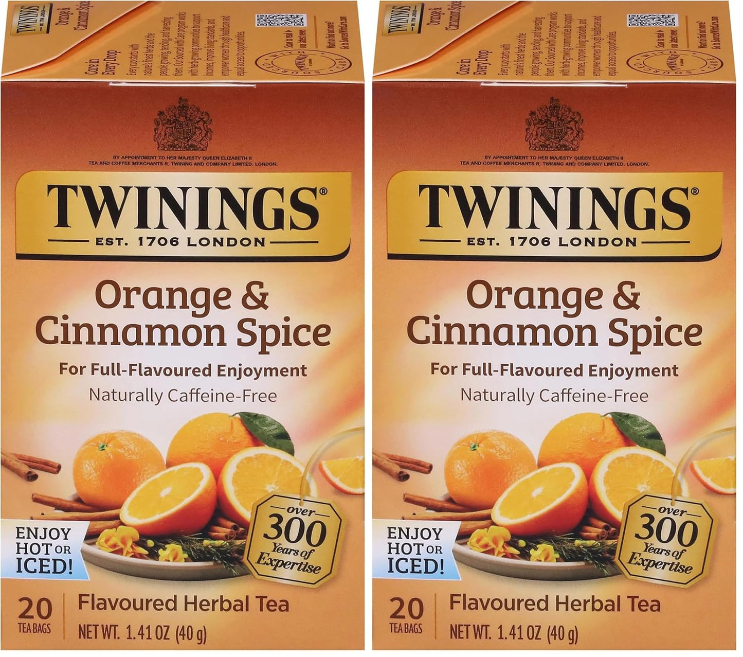 Twinings Mango & Pineapple Herbal Tea Individually Wrapped Bags, 20 Count (Pack of 6), Naturally Caffeine-Free, Enjoy Hot or Iced, 120 Teabags