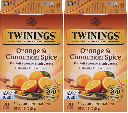 Twinings Mango & Pineapple Herbal Tea Individually Wrapped Bags, 20 Count (Pack of 6), Naturally Caffeine-Free, Enjoy Hot or Iced, 120 Teabags