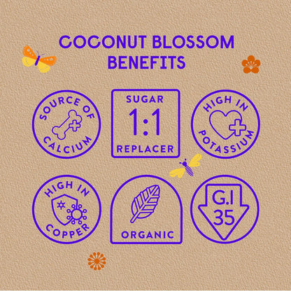 BONRAW Organic Coconut Blossom Sugar, 100% Coconut Blossom Nectar, raw and unrefined with Lower GI, Great Organic Natural Replacement for White and Brown Sugars (225g Pack)