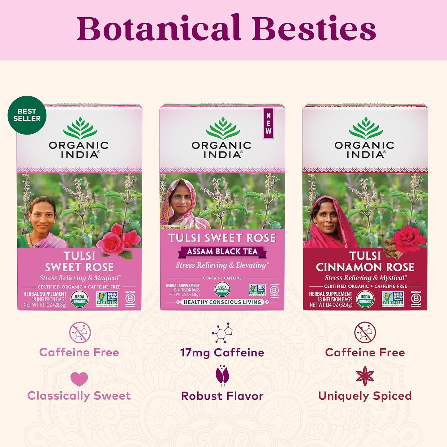 ORGANIC INDIA Tulsi Moringa Tea Bags - Holy Basil, Lemongrass, Moringa Leaves, Stress Relieving & Nourishing, Immune Support Tea, Vegan, Certified Organic, Caffeine-Free - 18 Infusion Bags, 6 Pack